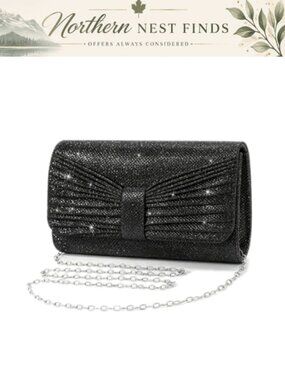 Womens Sparkling Glitter Clutch Evening Bag Detachable Chain Envelope Handbag